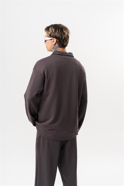 Erkek Yarım Fermuarlı Modal Sweatshirt Füme