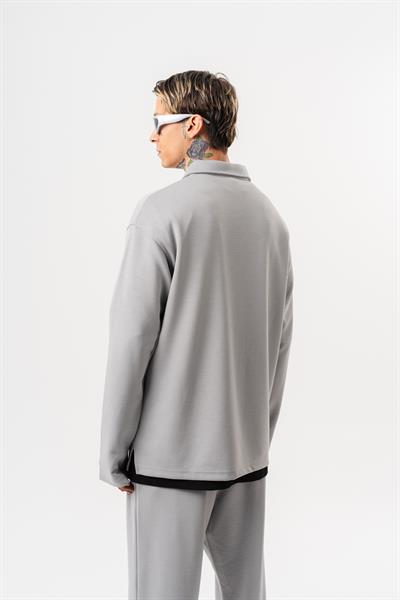 Erkek Yarım Fermuarlı Modal Sweatshirt Gri