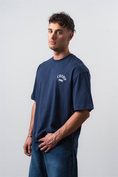 Erkek Zidane Baskılı Oversize T-Shirt Lacivert