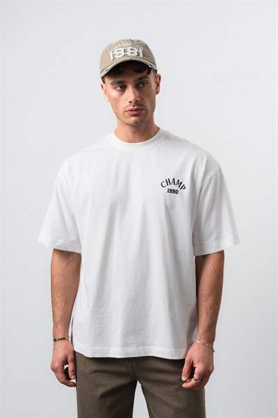 Erkek Zidane Baskılı Oversize T-Shirt Ekru