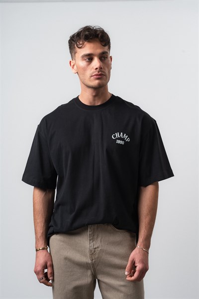 Erkek Zidane Baskılı Oversize T-Shirt Siyah