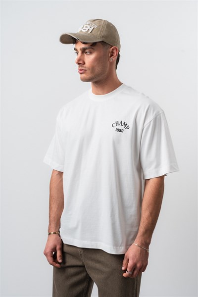 Erkek Zidane Baskılı Oversize T-Shirt Ekru