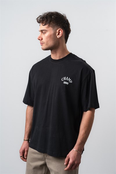 Erkek Zidane Baskılı Oversize T-Shirt Siyah