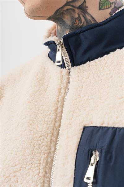 Erkek Zip Oversize Teddy Ceket Ekru
