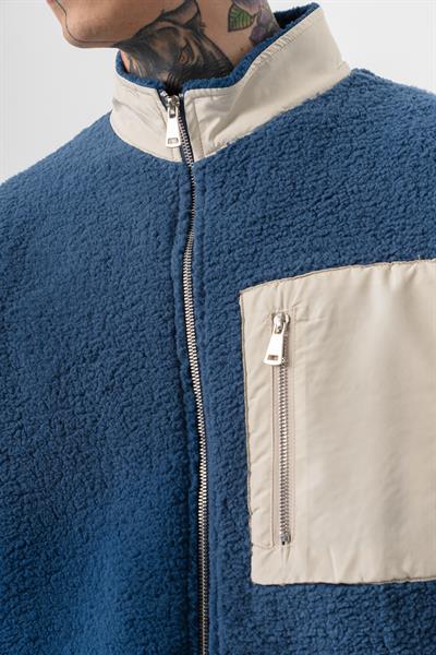 Erkek Zip Oversize Teddy Ceket Lacivert