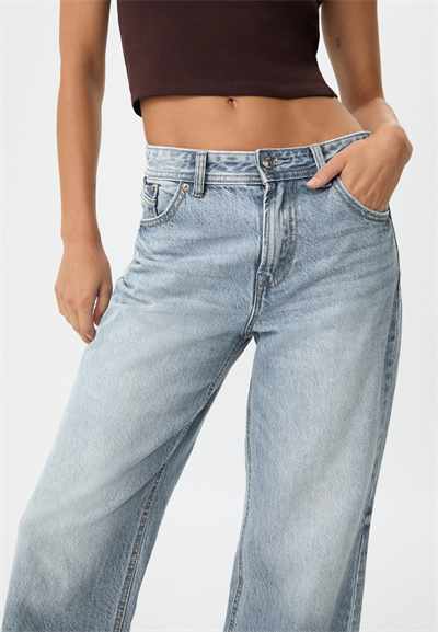 Kadın D96 Straight Crop Jean Buz Mavisi