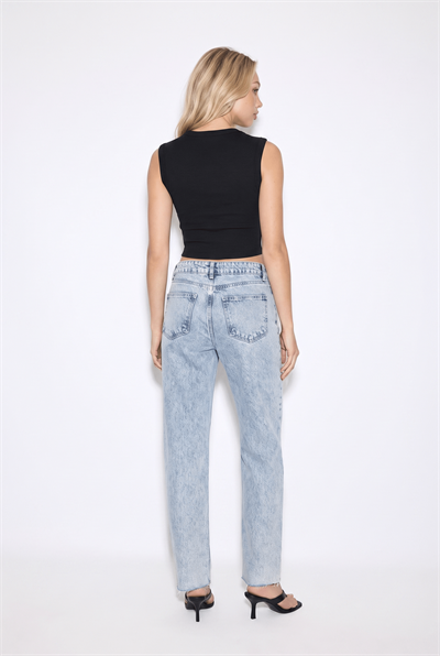 Kadın D96 Straight Crop Jean Buz Mavisi