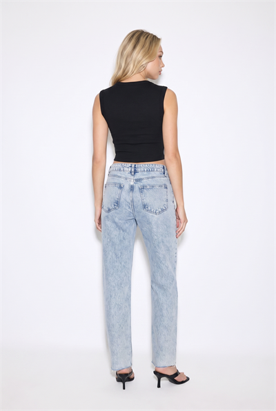 Kadın D96 Straight Crop Jean Buz Mavisi