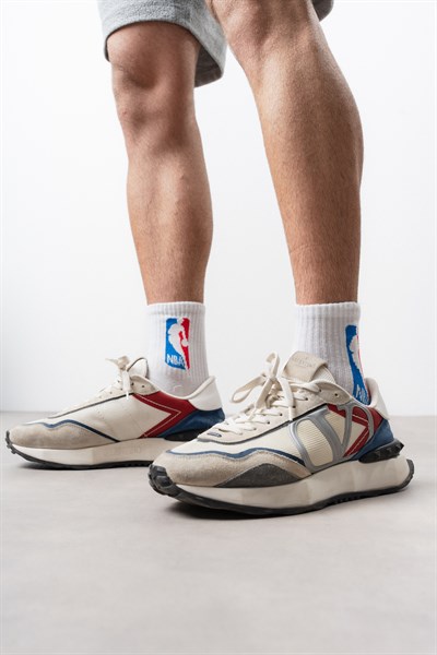 Unisex Basketbol Temalı Uzun Çorap Beyaz