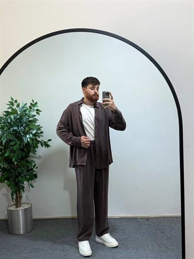 Ares Koyu Mürdüm Keten Pantolon