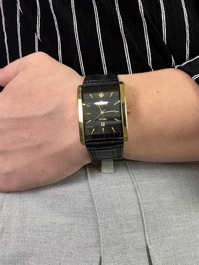 Black 92 S Square Leather Cord Vintage Wristhwatch VV