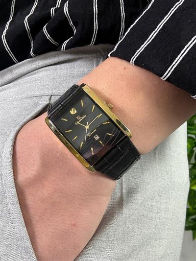 Black 92 S Square Leather Cord Vintage Wristhwatch VV