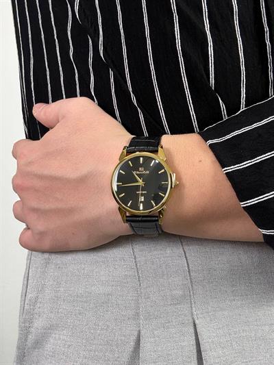 Black Night Leather Cord Vintage Wristhwatch VV
