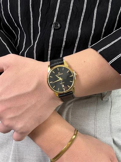 Black Night Leather Cord Vintage Wristhwatch VV