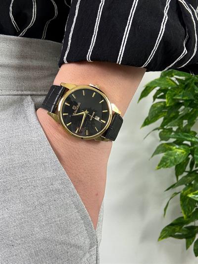 Black Night Leather Cord Vintage Wristhwatch VV