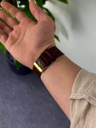 Brown 92 S Square Leather Cord Vintage Wristhwatch VV