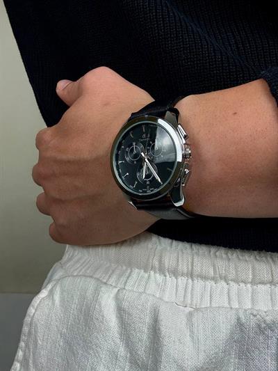 Denacci Black Skin Cord Old Money Vintage Wristhwatch