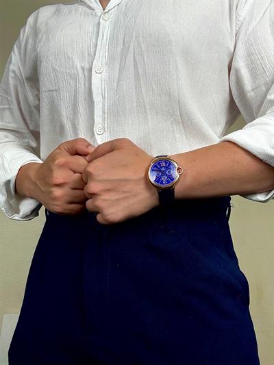 Denacci Vintage Navy Blue Cord Wristhwatch