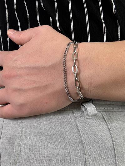 Double Flat Chain Bracelet