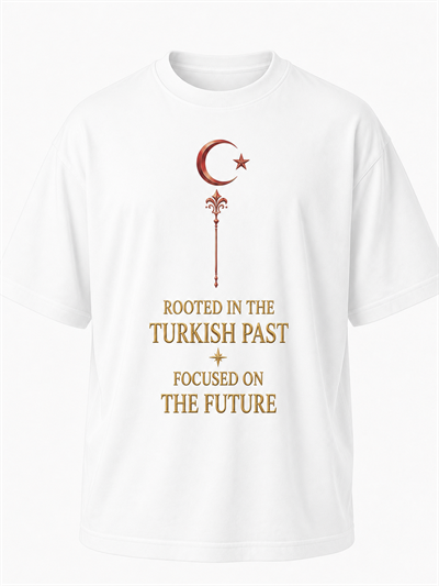 Eskitme Gold Ay Yıldız Premıum Beyaz Oversize T-shırt
