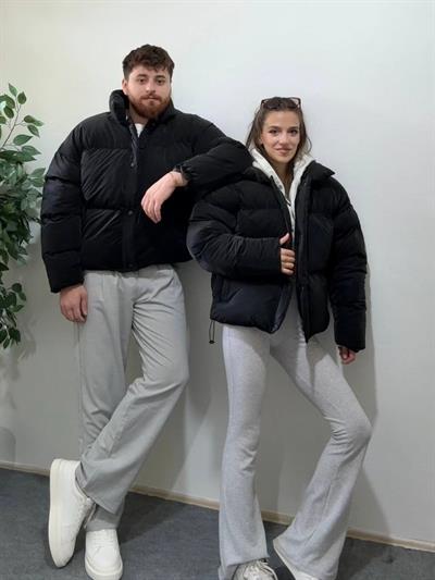 Frostline Siyah Couple (Çift) Oversize Fit Premium Şişme Mont