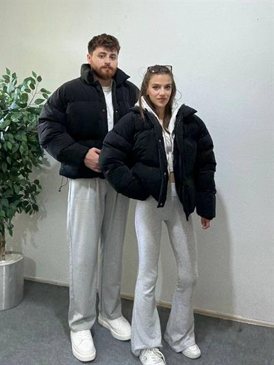 Frostline Siyah Couple (Çift) Oversize Fit Premium Şişme Mont