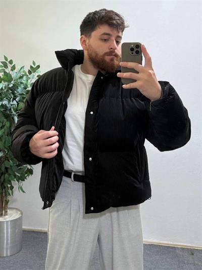 Frostline Siyah Erkek Oversize Fit Premium Şişme Mont