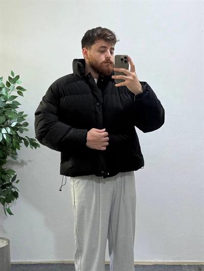 Frostline Siyah Erkek Oversize Fit Premium Şişme Mont
