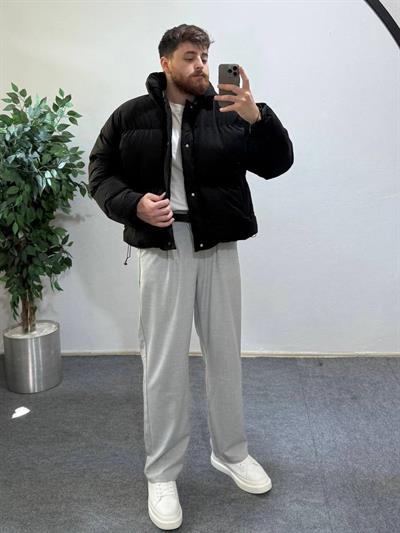 Frostline Siyah Erkek Oversize Fit Premium Şişme Mont
