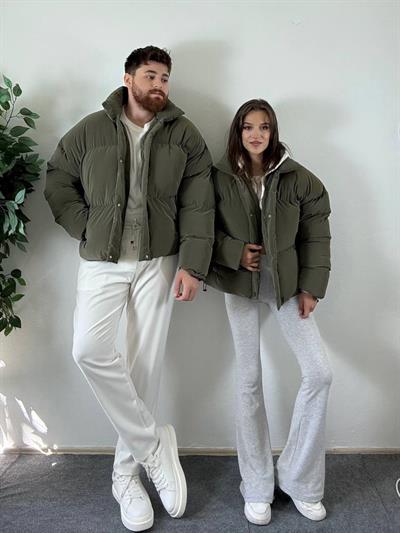 Frostline Haki Couple (Çift) Oversize Fit Premium Şişme Mont