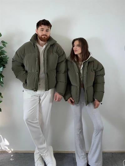 Frostline Haki Couple (Çift) Oversize Fit Premium Şişme Mont