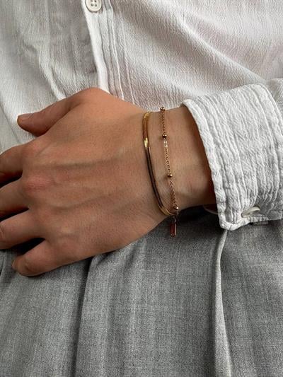Gold Double Chain Ball Bracelet