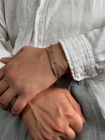 Gold Double Chain Ball Bracelet