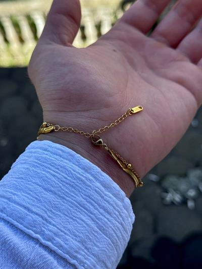Gold Double Chain Ball Bracelet