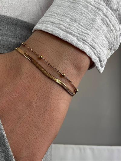 Gold Double Chain Ball Bracelet