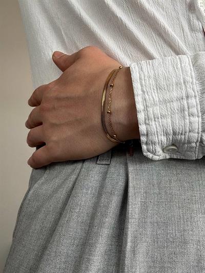 Gold Double Chain Ball Bracelet