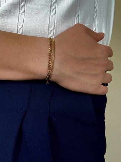Gold Single Chain Pipe Bracelet