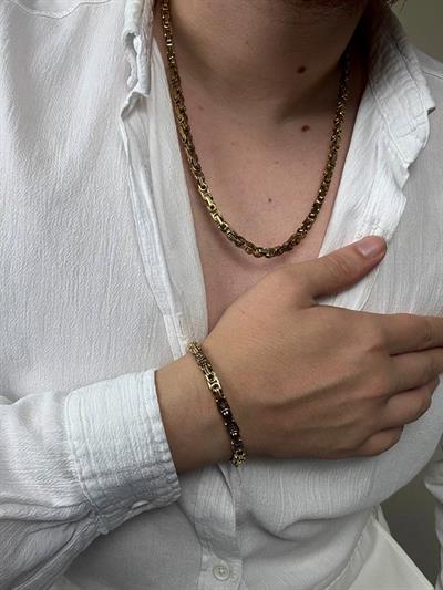 Gold Thick Steel Chain Set