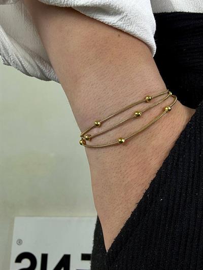 Gold Triple Ball Bracelet