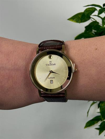 Golden Brown Leather Cord Vintage Wristhwatch VV