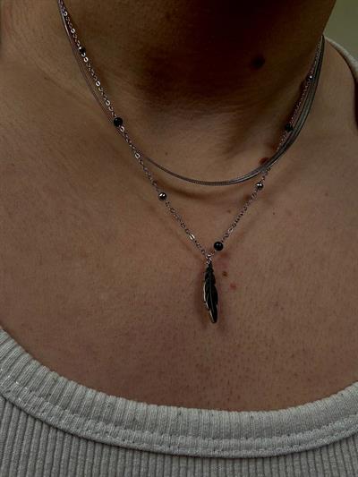 Silver Ball Leaf Necklace