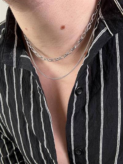 Silver Double Chain Necklace