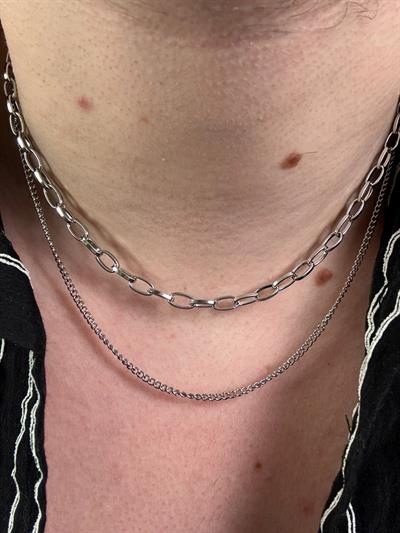Silver Double Chain Necklace
