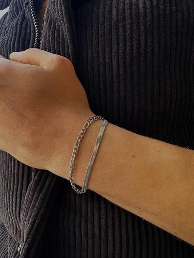 Silver Figaro Bracelet