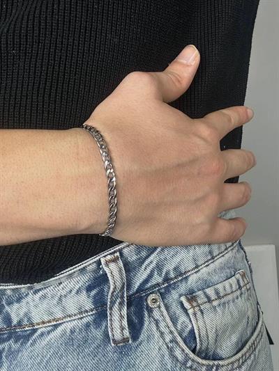 Silver Flat Chain Bracelet