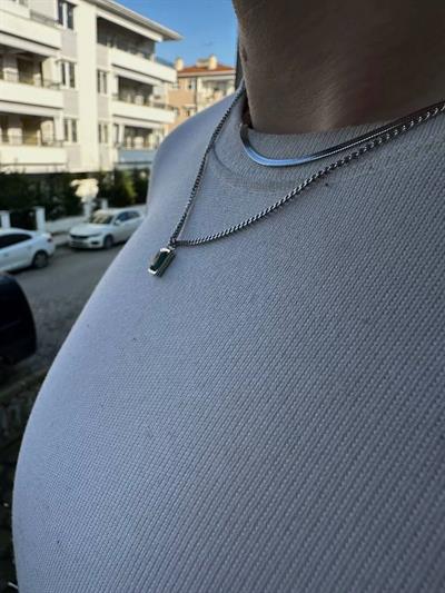 Silver Green Stone Necklace