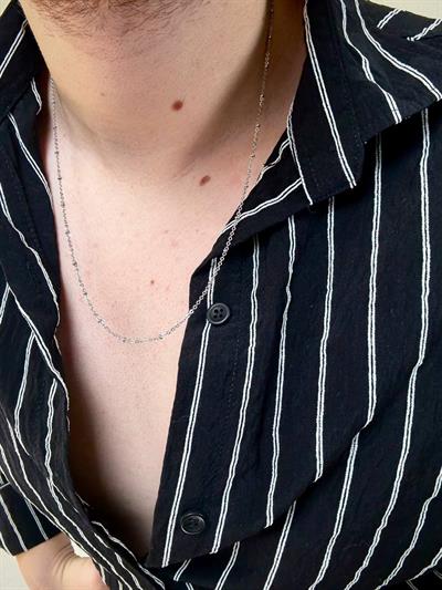 Silver Hexagon Dot Chain Necklace