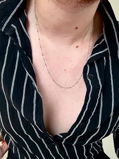 Silver Hexagon Dot Chain Necklace