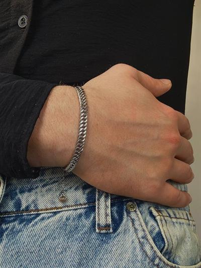 Silver Medium Thick Bracelet