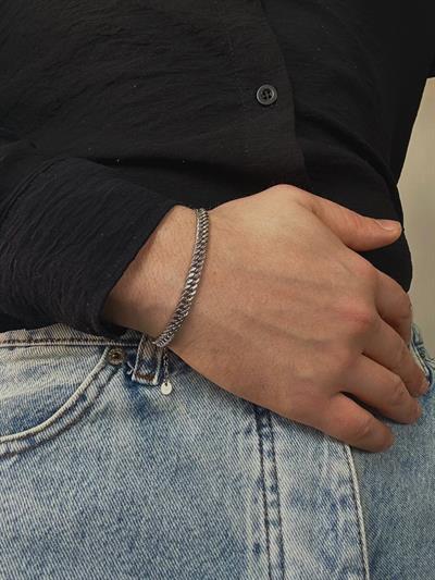 Silver Medium Thick Bracelet